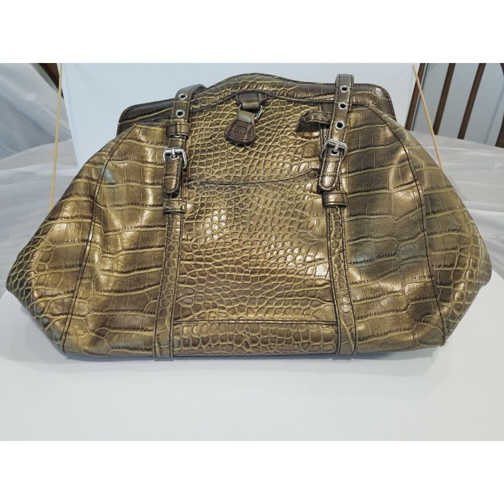 MX Hand Purse Alligator Style Pattern Gold